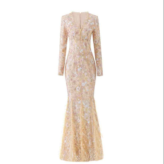 New Lace Slim Fit Long Sleeve Dress Womens Autumn Fashion