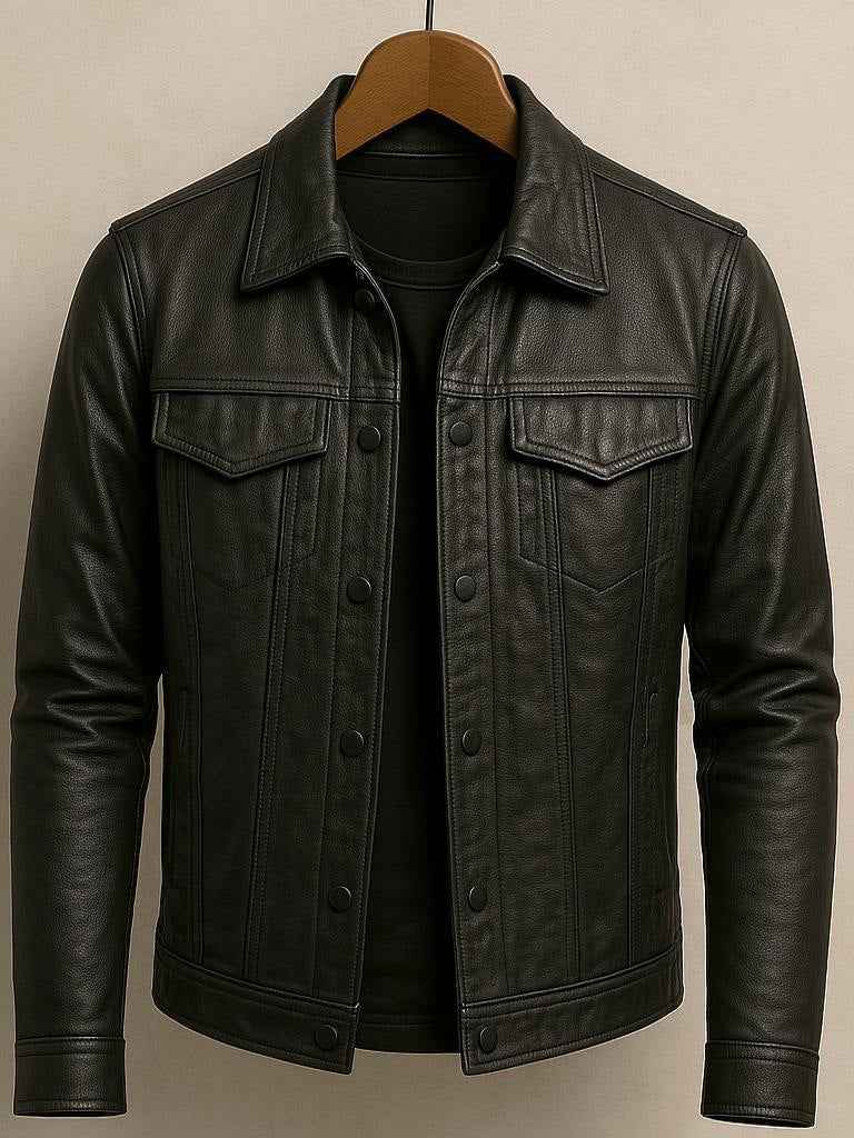 Mens Slim-fit Pilot Jacket With A Lapel Collar