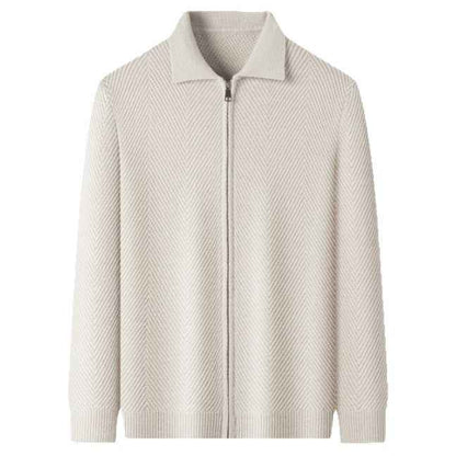 Solid-color Cardigan Zip-up Mens Jacket
