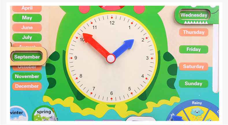 Montessori Wooden Calendar & Weather Clock – Educational Learning Toy for Toddlers