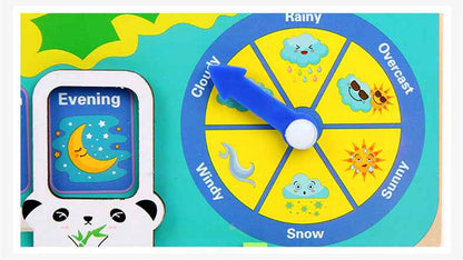 Montessori Wooden Calendar & Weather Clock – Educational Learning Toy for Toddlers