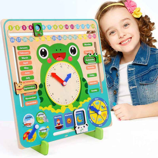 Montessori Wooden Calendar & Weather Clock – Educational Learning Toy for Toddlers