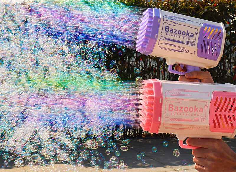 Automatic Bubble Gun for Kids - 69 Holes Bubble Rocket Blower with Light - VibeDroid