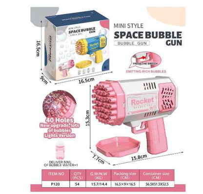Automatic Bubble Gun for Kids - 69 Holes Bubble Rocket Blower with Light - VibeDroid
