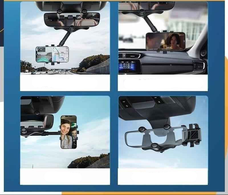 Rearview Mirror Phone Holder For Car Rotatable And Retractable Car Phone Holder Multifunctional 360 Rear View Mirror Phone Holder Suitable For All Mobile Phones And All Car