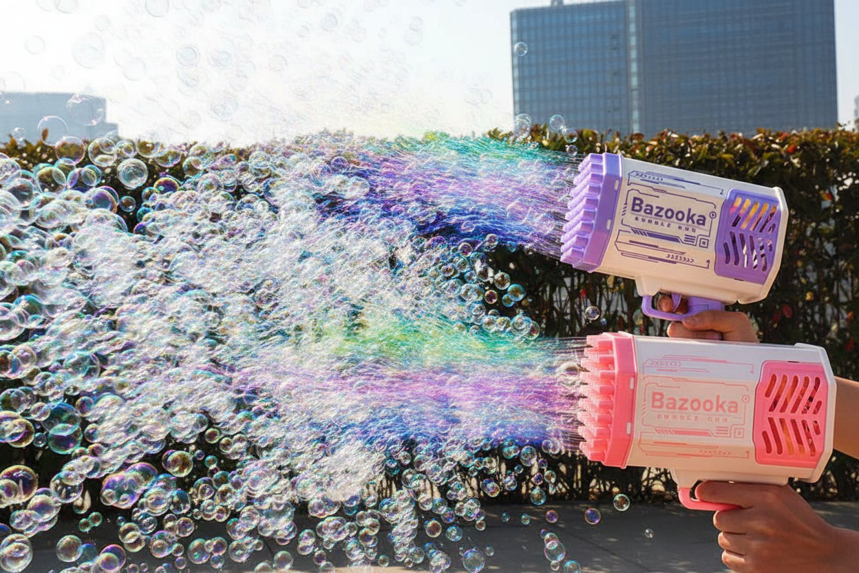 Automatic Bubble Gun for Kids - 69 Holes Bubble Rocket Blower with Light - VibeDroid