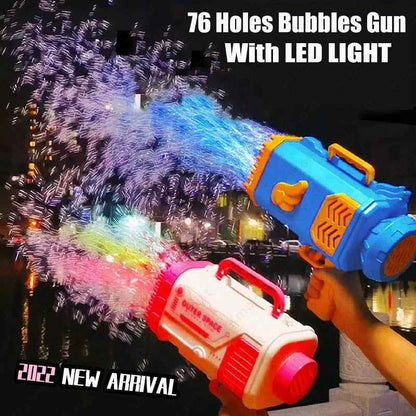 Automatic Bubble Gun for Kids - 69 Holes Bubble Rocket Blower with Light - VibeDroid