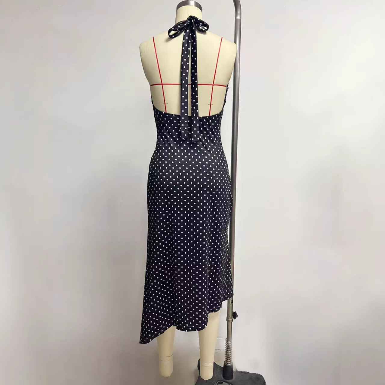 Printed Halter High-Waist Backless Slip Dress Women