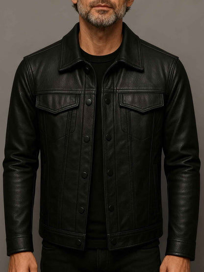 Mens Slim-fit Pilot Jacket With A Lapel Collar