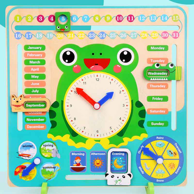 Montessori Wooden Calendar & Weather Clock – Educational Learning Toy for Toddlers