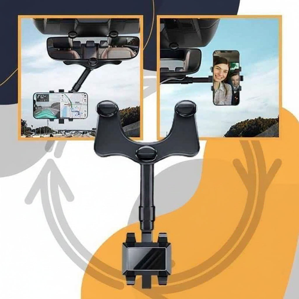 Rearview Mirror Phone Holder For Car Rotatable And Retractable Car Phone Holder Multifunctional 360 Rear View Mirror Phone Holder Suitable For All Mobile Phones And All Car