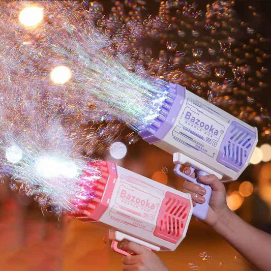 Automatic Bubble Gun for Kids - 69 Holes Bubble Rocket Blower with Light - VibeDroid
