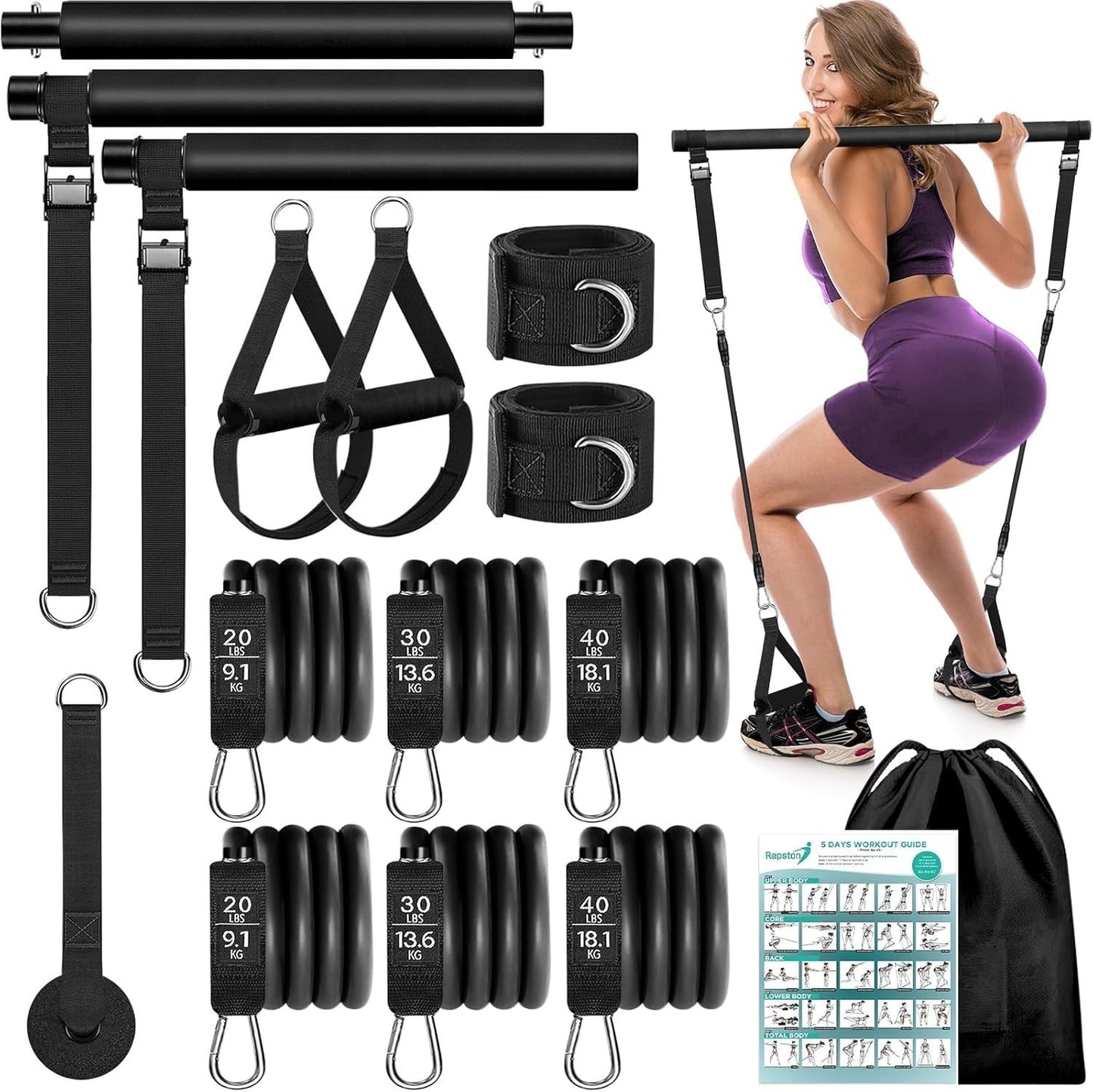 Transform Your Home Workouts with the Pilates Bar Kit with Resistance Bands - VibeDroid