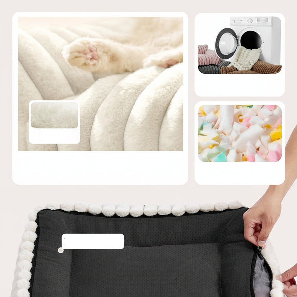Fluffy Cat Couch for Indoor Cats – Cozy Pet Sofa with Soft Corduroy Fleece - VibeDroid