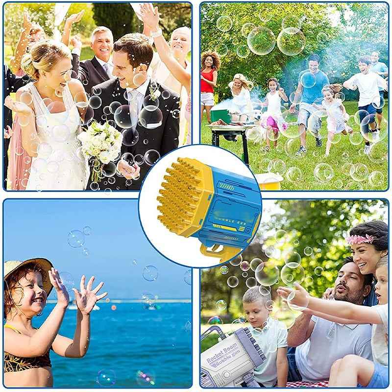 Automatic Bubble Gun for Kids - 69 Holes Bubble Rocket Blower with Light - VibeDroid