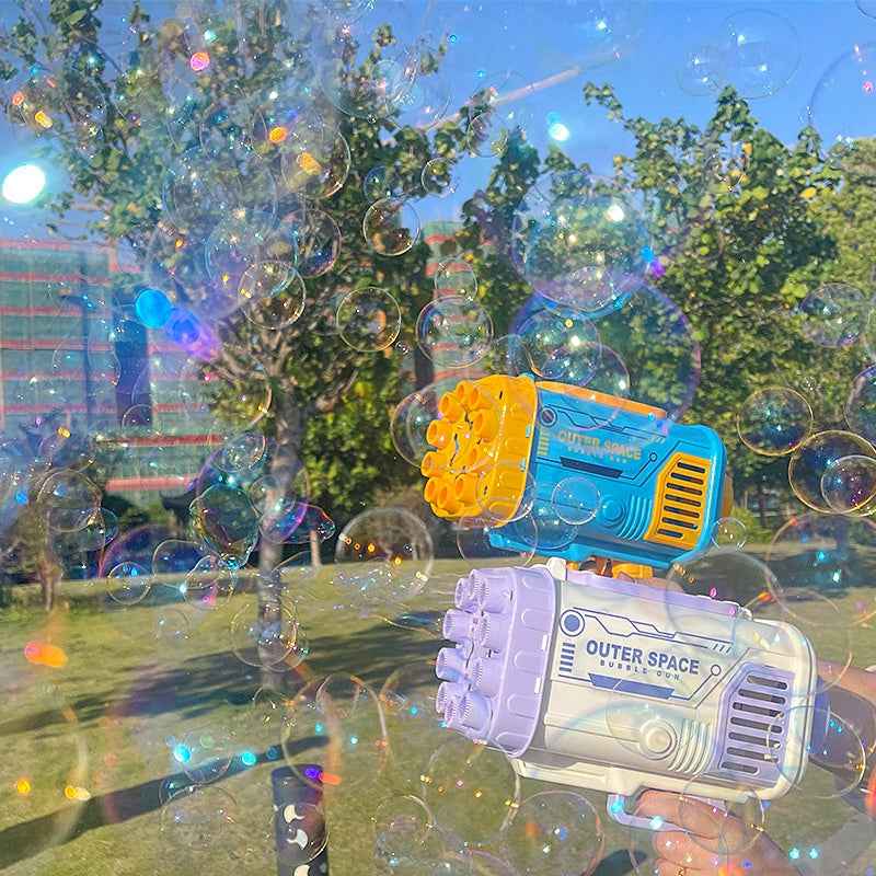 Automatic Bubble Gun for Kids - 69 Holes Bubble Rocket Blower with Light - VibeDroid