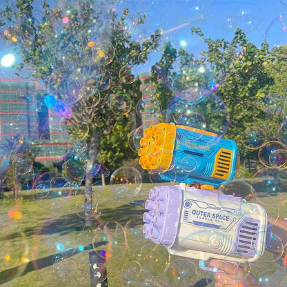 Automatic Bubble Gun for Kids - 69 Holes Bubble Rocket Blower with Light - VibeDroid