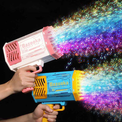 Automatic Bubble Gun for Kids - 69 Holes Bubble Rocket Blower with Light - VibeDroid