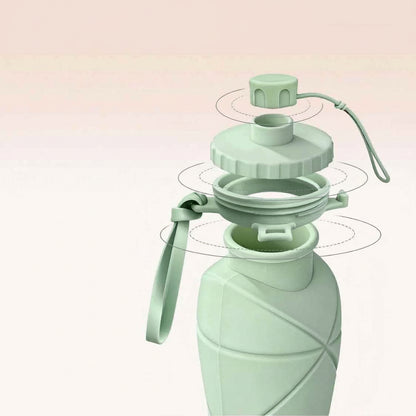 Silicone Foldable Portable Lightweight Reusable Water Bottle With Leak Proof Lid Lanyard For Outdoor Travel Cycling Gym