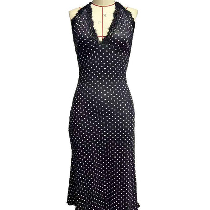 Printed Halter High-Waist Backless Slip Dress Women