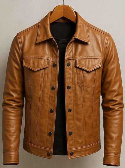 Mens Slim-fit Pilot Jacket With A Lapel Collar