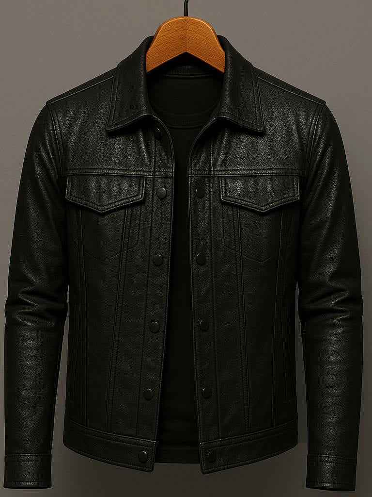 Mens Slim-fit Pilot Jacket With A Lapel Collar