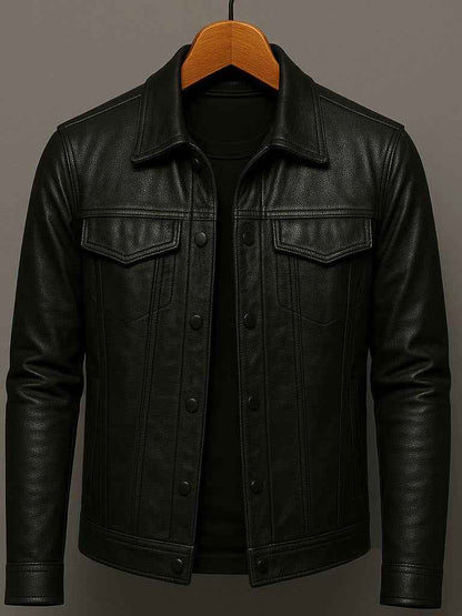 Mens Slim-fit Pilot Jacket With A Lapel Collar