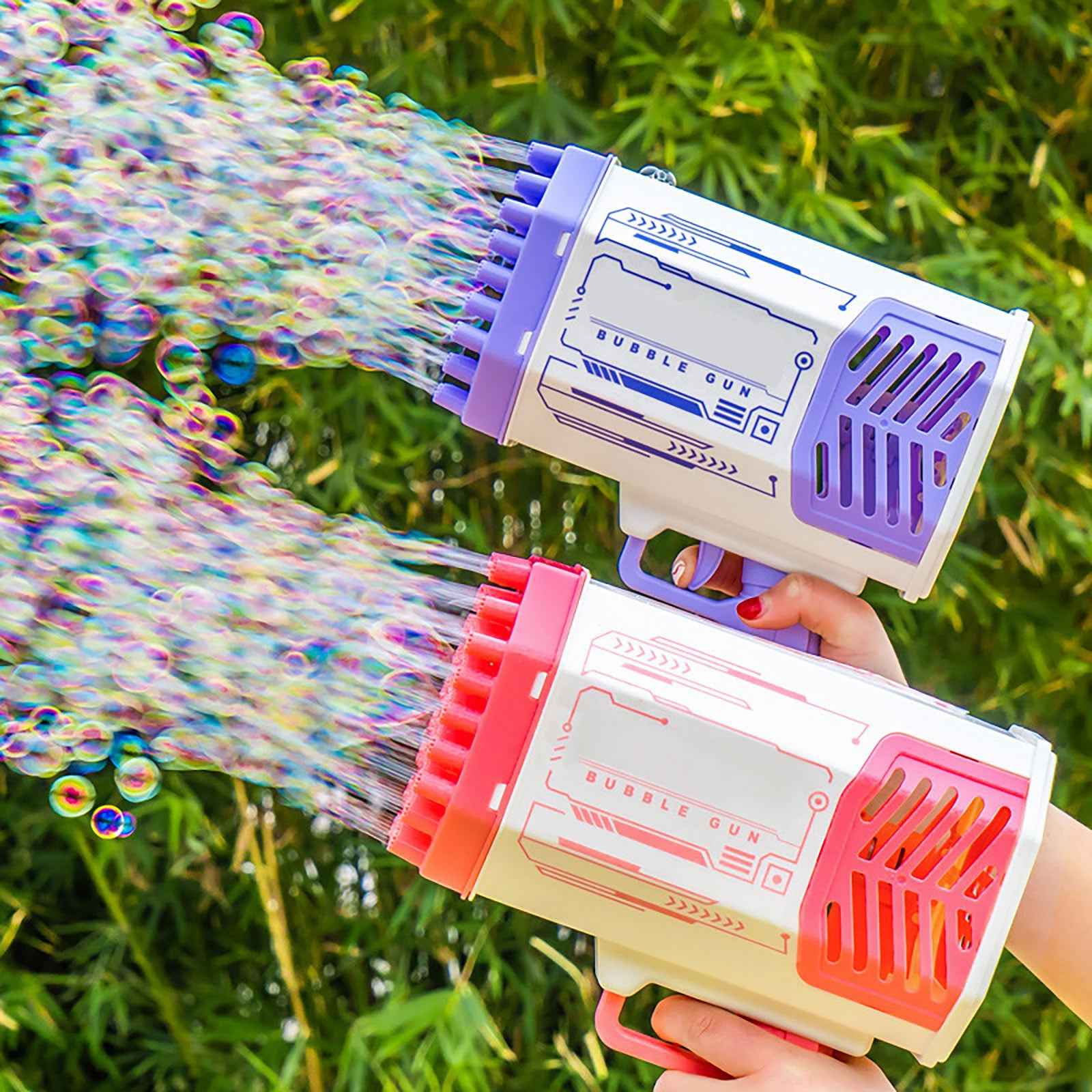Automatic Bubble Gun for Kids - 69 Holes Bubble Rocket Blower with Light - VibeDroid