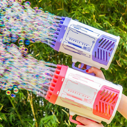 Automatic Bubble Gun for Kids - 69 Holes Bubble Rocket Blower with Light - VibeDroid