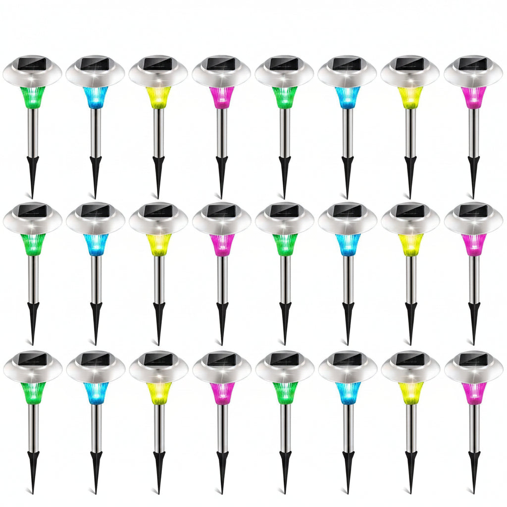 24Pcs 12Pcs 8Pcs 4Pcs Solar Garden Lights IP44 Waterproof 7 Color Changing For Yard Driveway Walkway