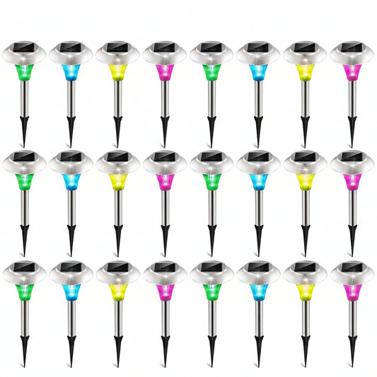 24Pcs 12Pcs 8Pcs 4Pcs Solar Garden Lights IP44 Waterproof 7 Color Changing For Yard Driveway Walkway