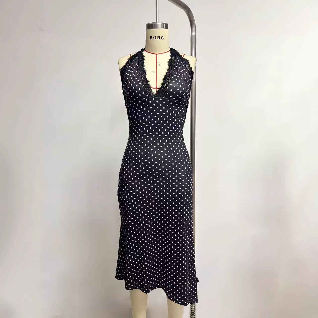 Printed Halter High-Waist Backless Slip Dress Women